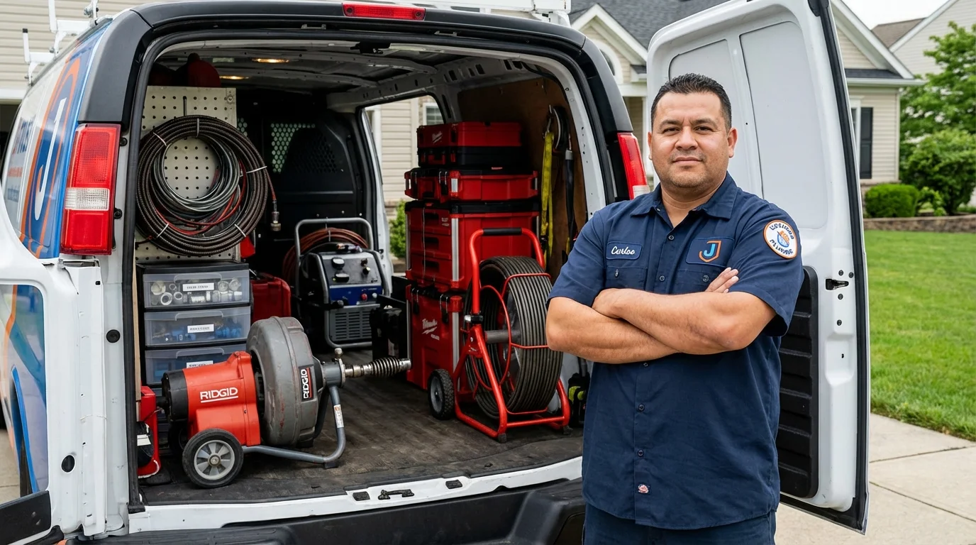 Professional drain cleaning equipment and Johns Plumbing LLC plumber in Zeeland