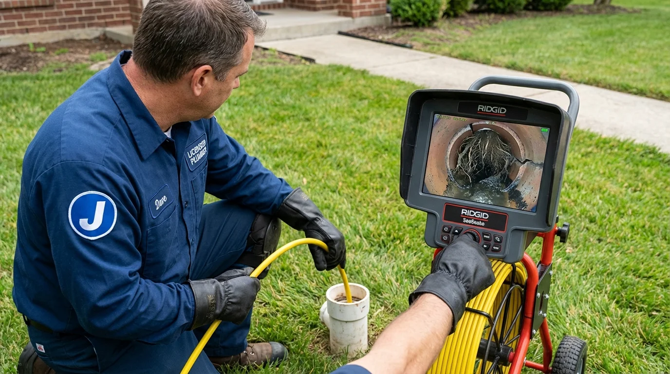 Sewer camera inspection being performed by Johns Plumbing LLC in Zeeland