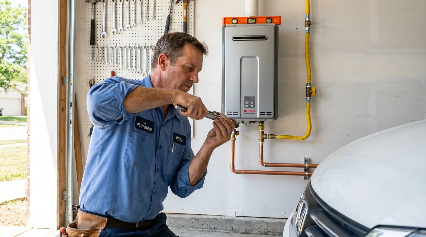 Tankless water heater installation by a Johns Plumbing LLC plumber in Zeeland